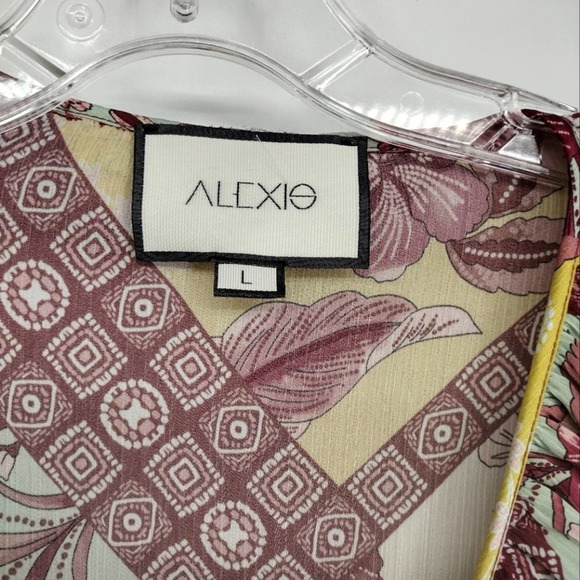 Alexis Floral Wiera Printed Ruffle Midi Dress in Berry Pink Paisley Size Large - Picture 8 of 12